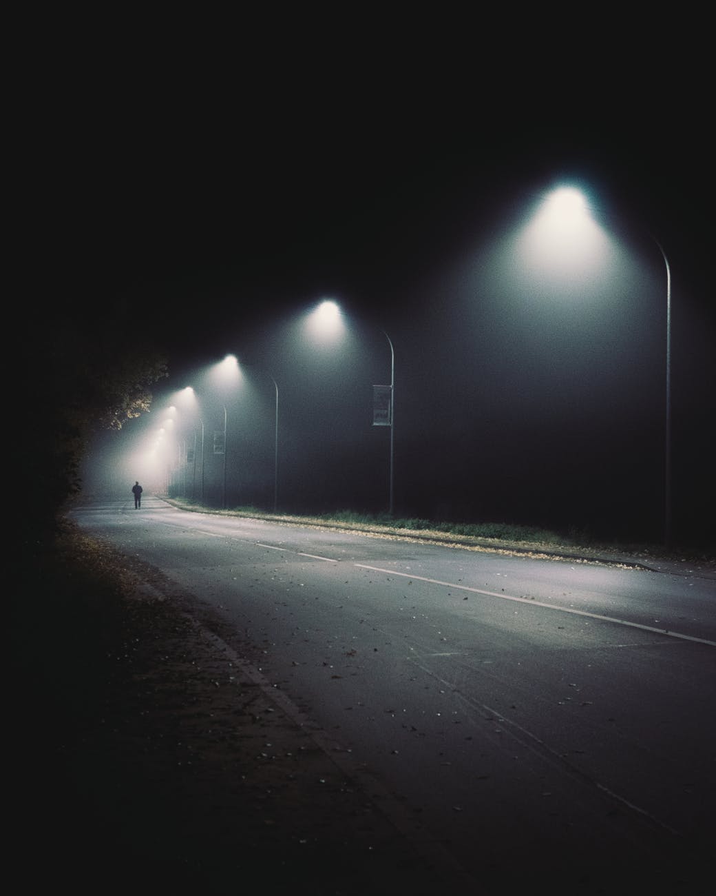 wide road with street lights