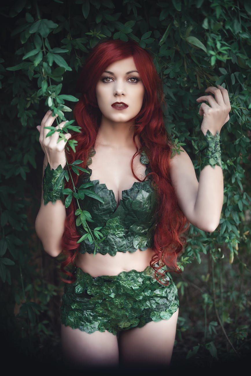 woman wearing a poison ivy costume
